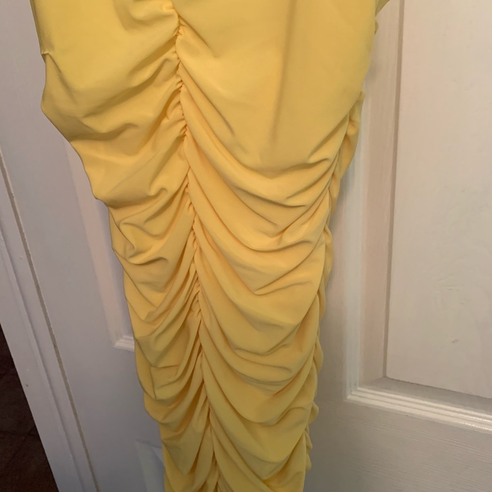 Mini Yellow Bodycon Dress - Picture 3 of 7